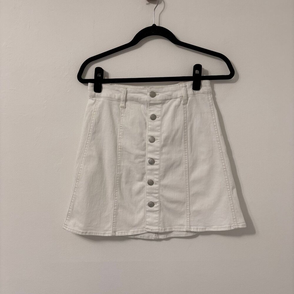 Mossimo White Denim Button Front Mini Skirt Sz 4